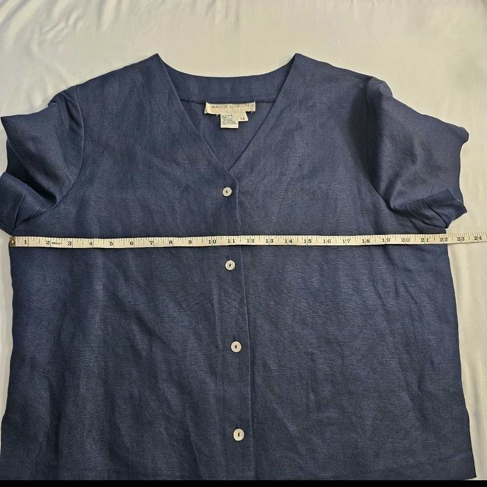 Maggy London Linen Rayon Blue 2 pc Jacket Career Work Maxi Versatile Dress  14 - Picture 11 of 16